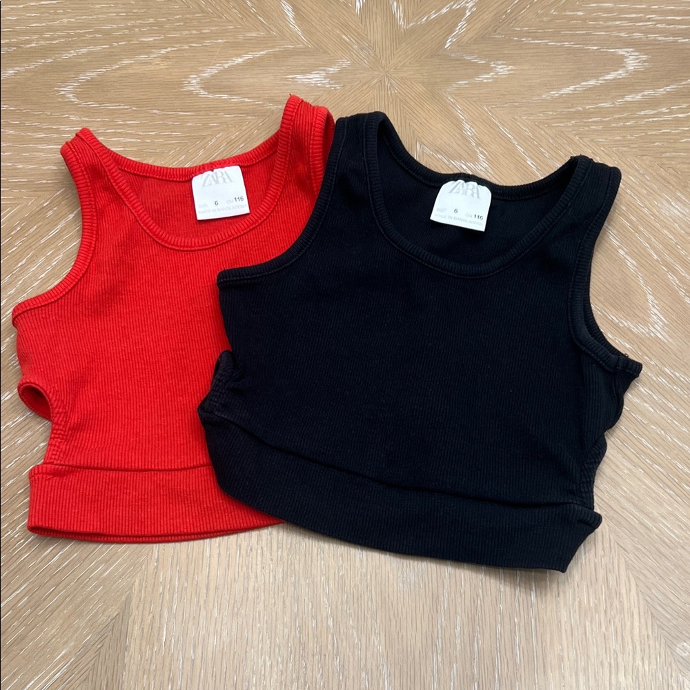 Zara Kids Red and Black Tank Tops